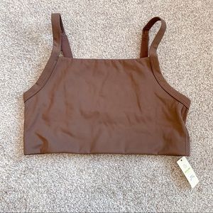 Aerie Offline Brown Square Neck Sports Bra Small